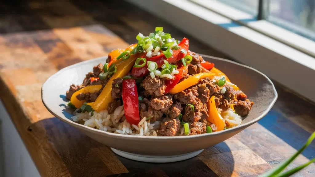 Beef and Pepper Rice Bowl
