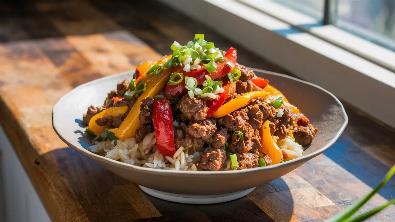 Beef and Pepper Rice Bowl