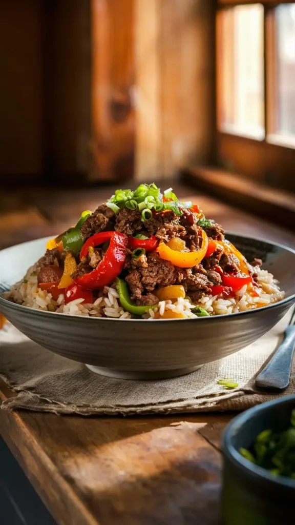 Beef and Pepper Rice Bowl