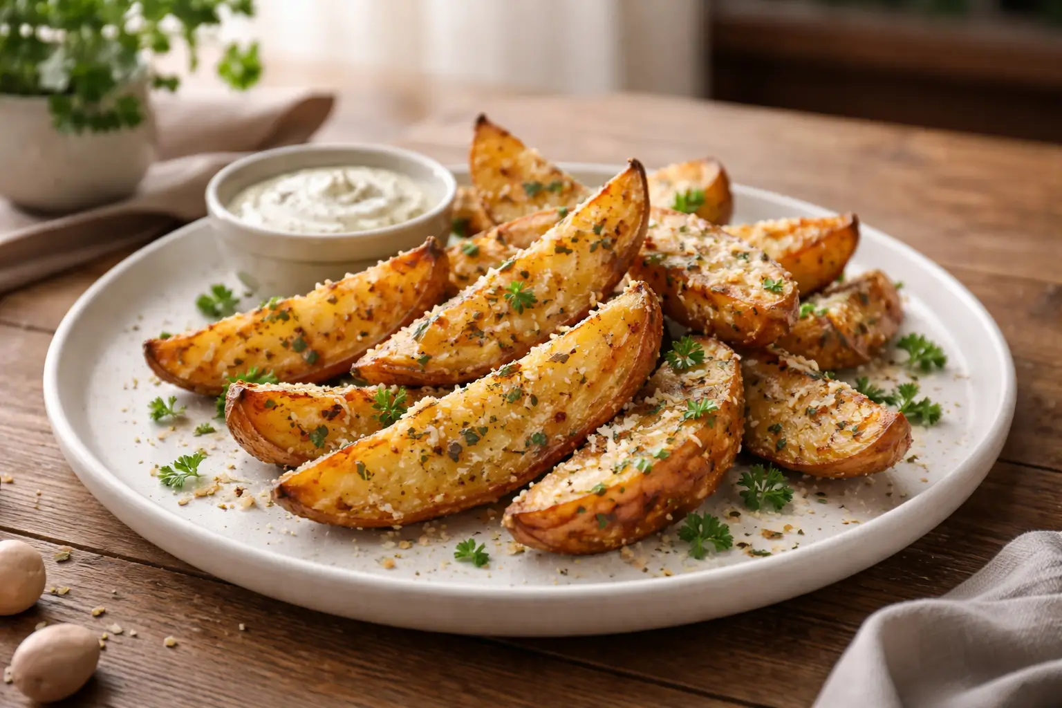 Baked Garlic Parmesan Potato Wedges