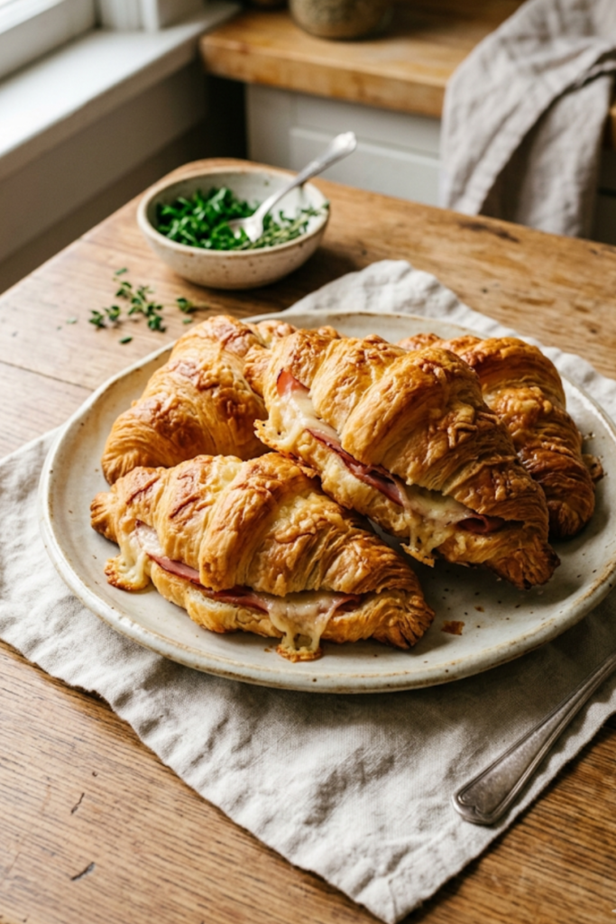Baked Ham and Cheese Croissants