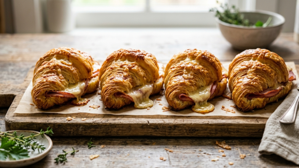 Baked Ham and Cheese Croissants