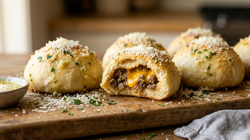 Garlic Parmesan Cheeseburger Bombs