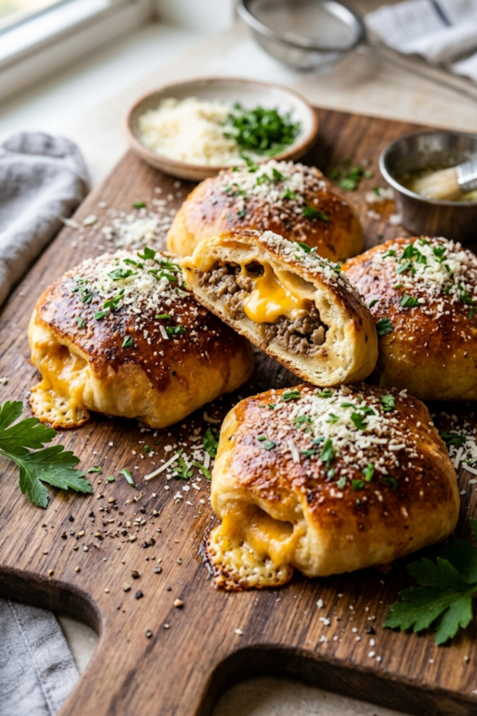 Garlic Parmesan Cheeseburger Bombs