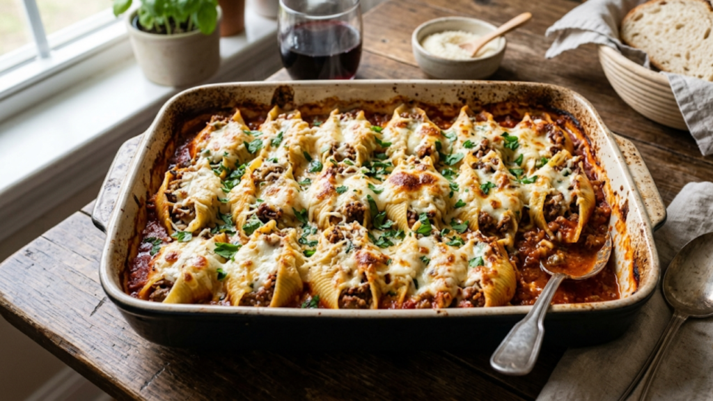 Stuffed Shells with Ground Beef