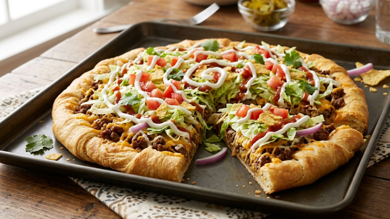 Taco Pizza with Crescent Rolls