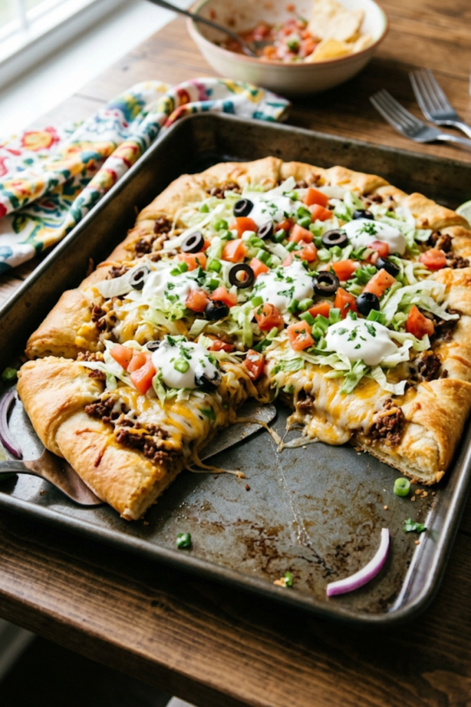 Taco Pizza with Crescent Rolls