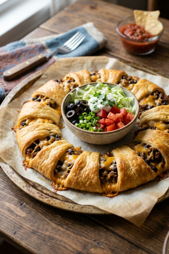 Taco ring with crescent rolls
