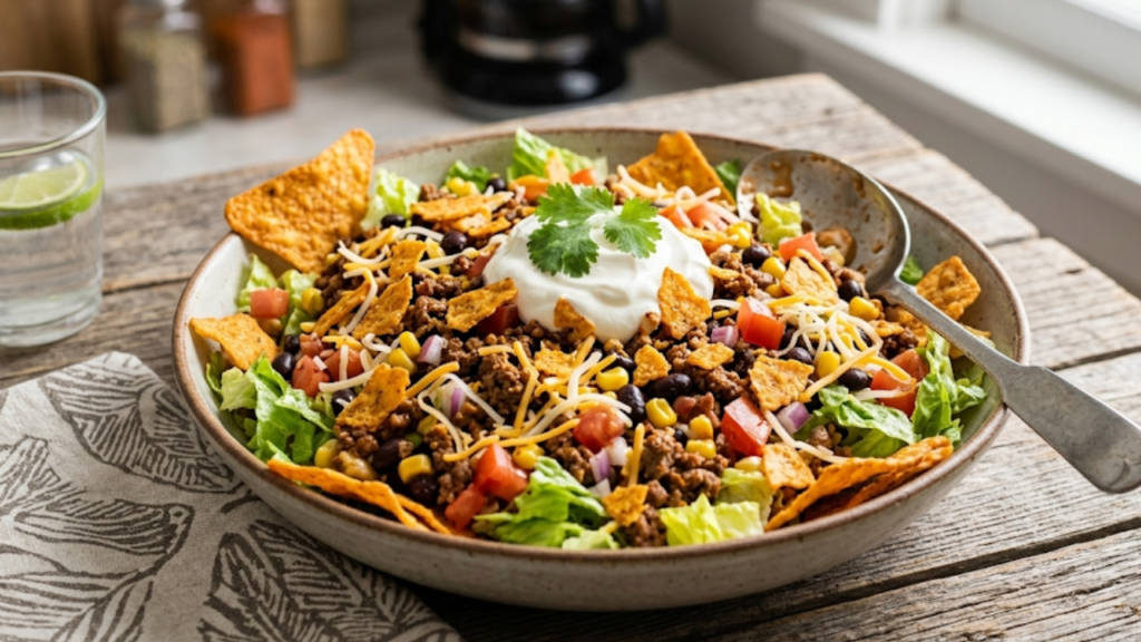 Taco salad with Doritos