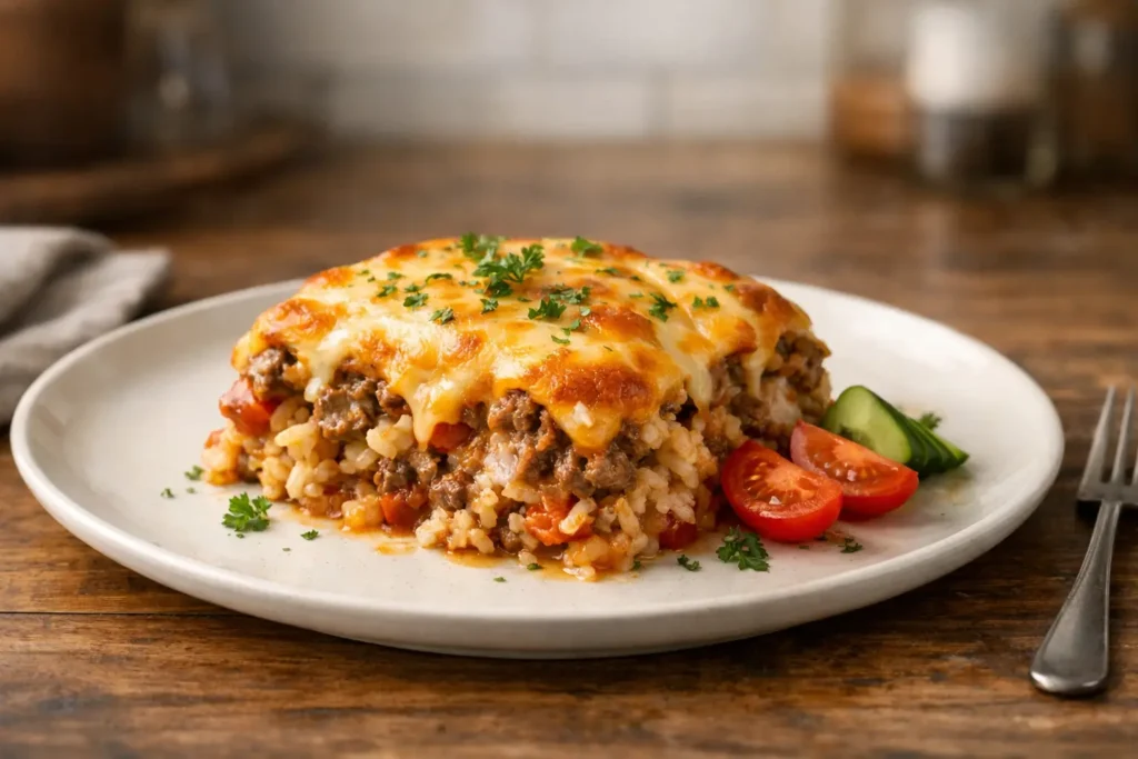 Cheesy Hamburger Rice Casserole