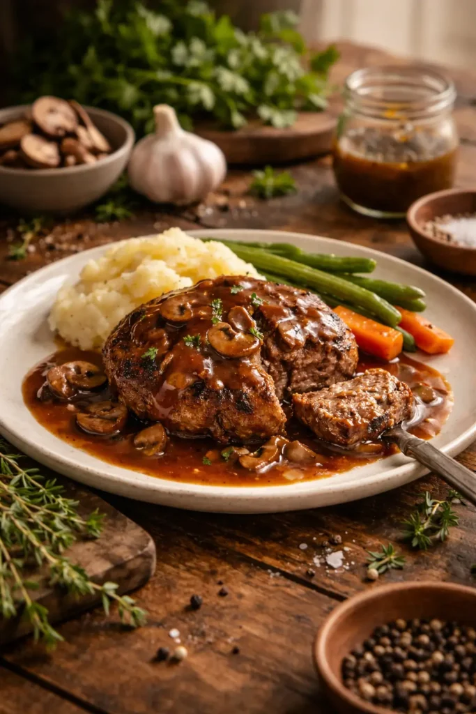 Hamburger Steak with Brown Gravy