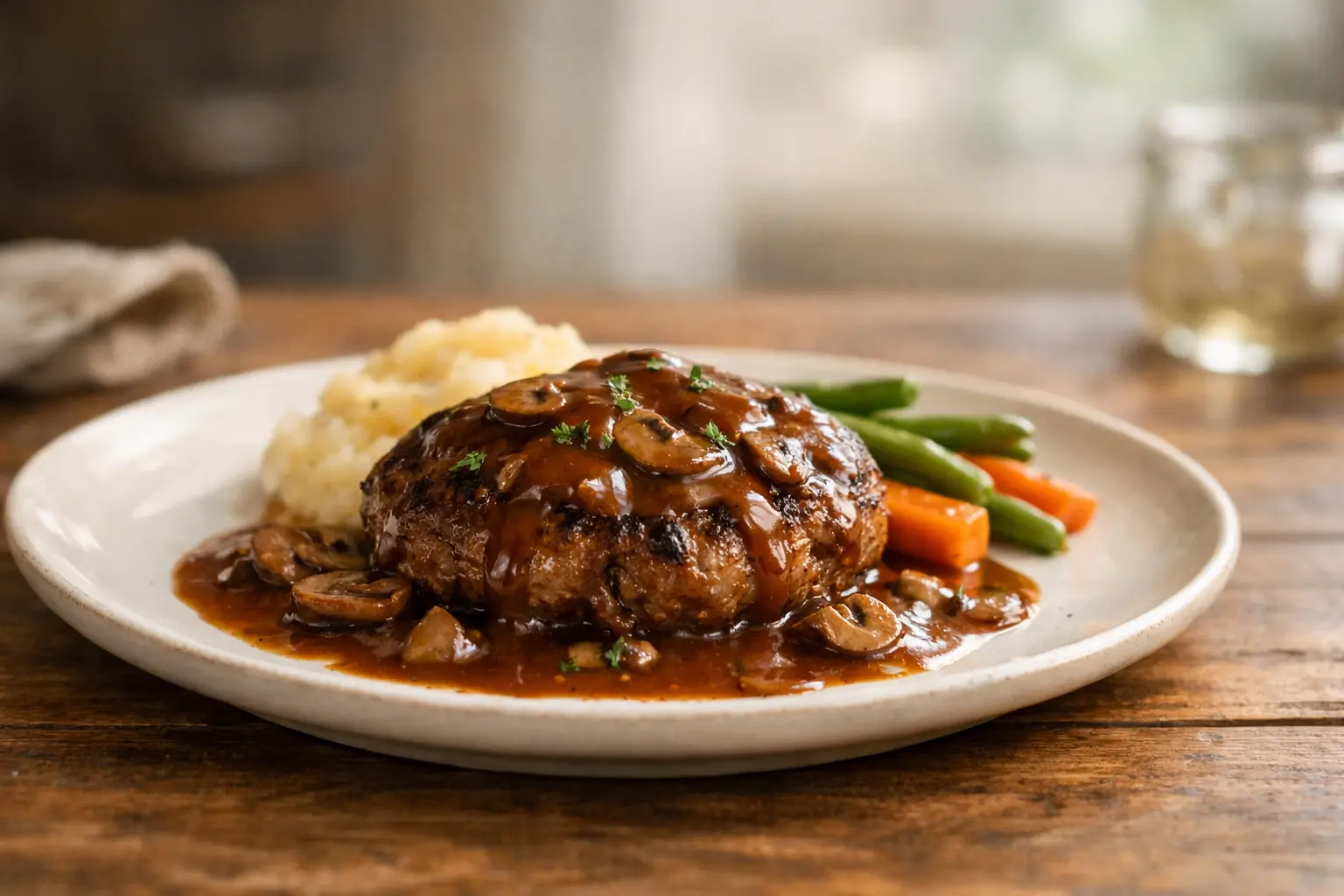 Hamburger Steak with Brown Gravy