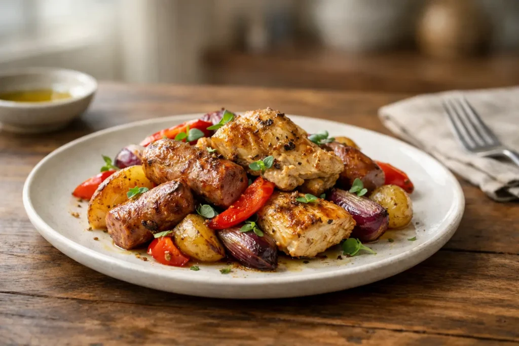 Sheet Pan Sausage and Chicken