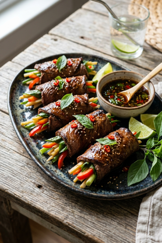 Thai Basil Beef Rolls