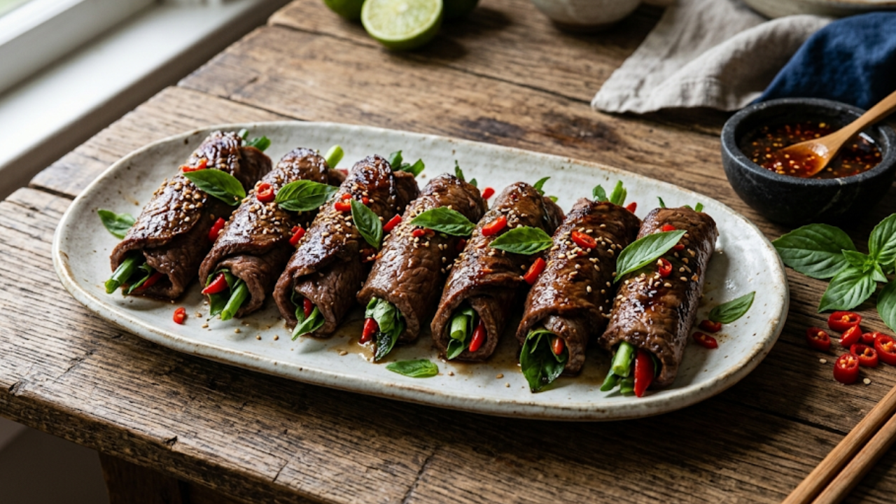 Thai Basil Beef Rolls