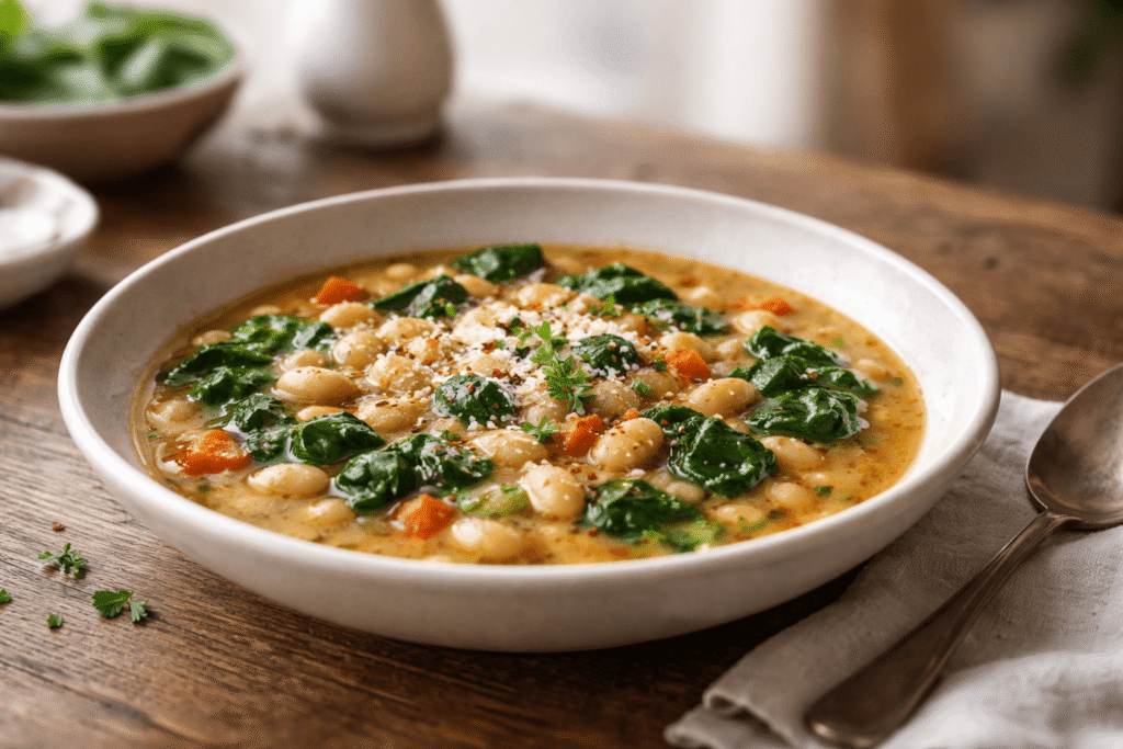 Tuscan White Bean Soup with Spinach