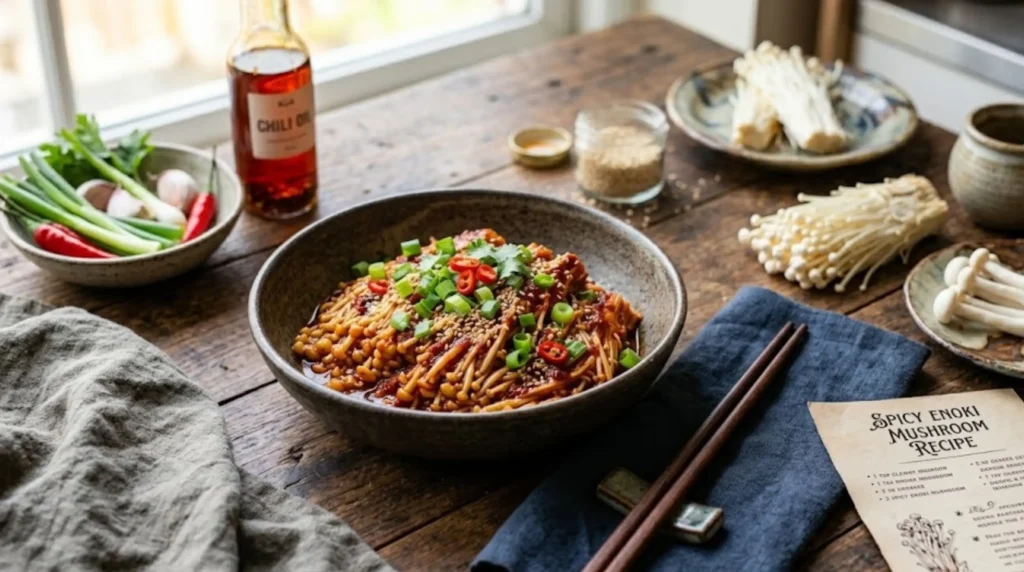 Spicy Enoki Mushrooms