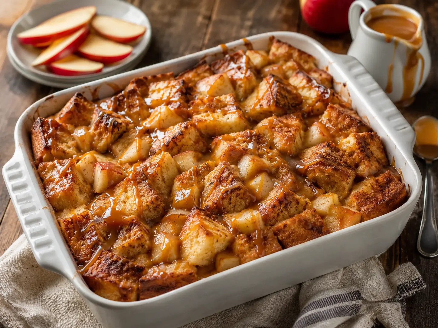 Caramel Apple Stuffed French Toast Casserole
