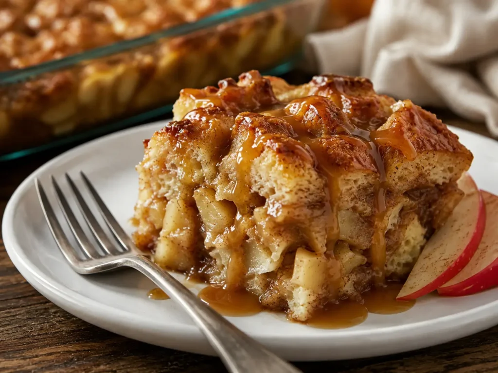 Caramel Apple Stuffed French Toast Casserole