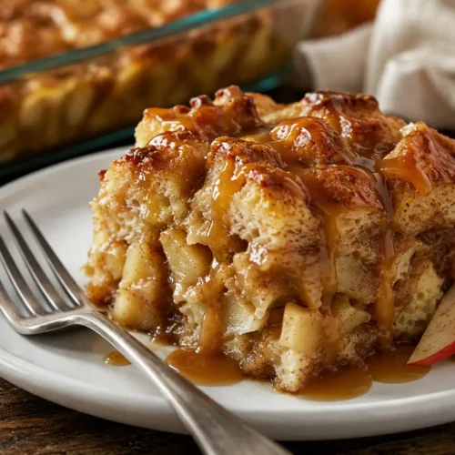 Caramel Apple Stuffed French Toast Casserole
