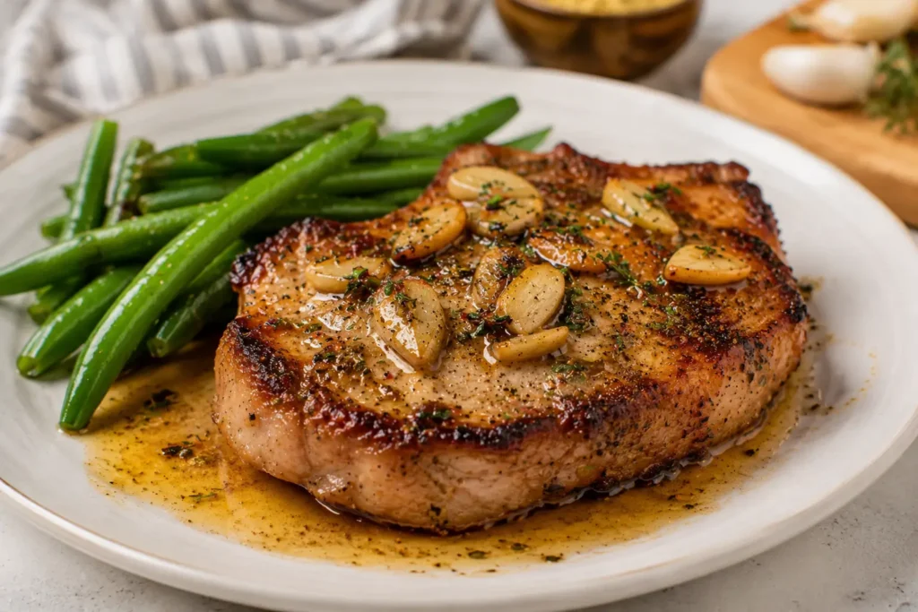 Garlic Butter Pan Seared Pork Chops