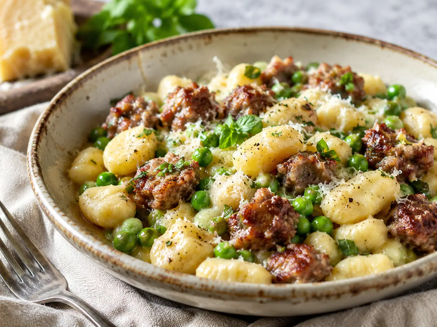 Gnocchi With Peas And Sausage