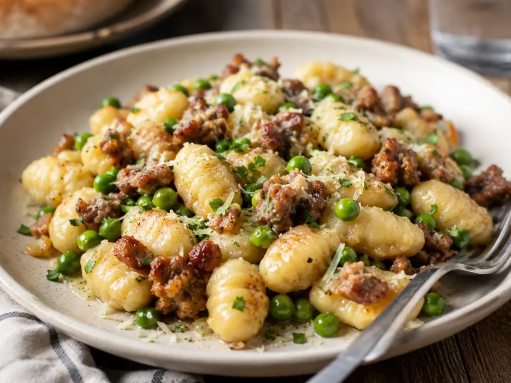 Gnocchi With Peas And Sausage