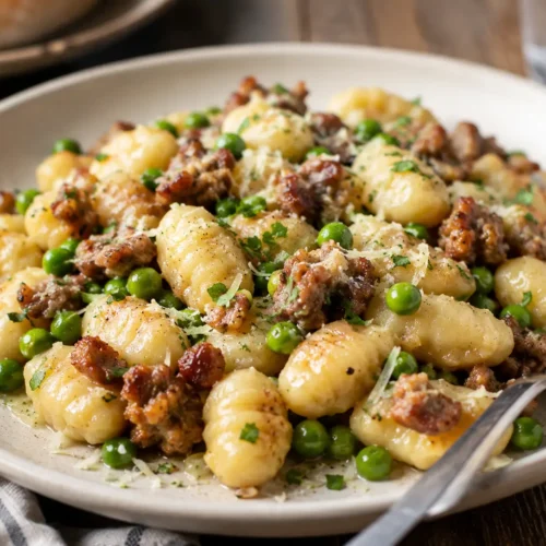 Gnocchi With Peas And Sausage