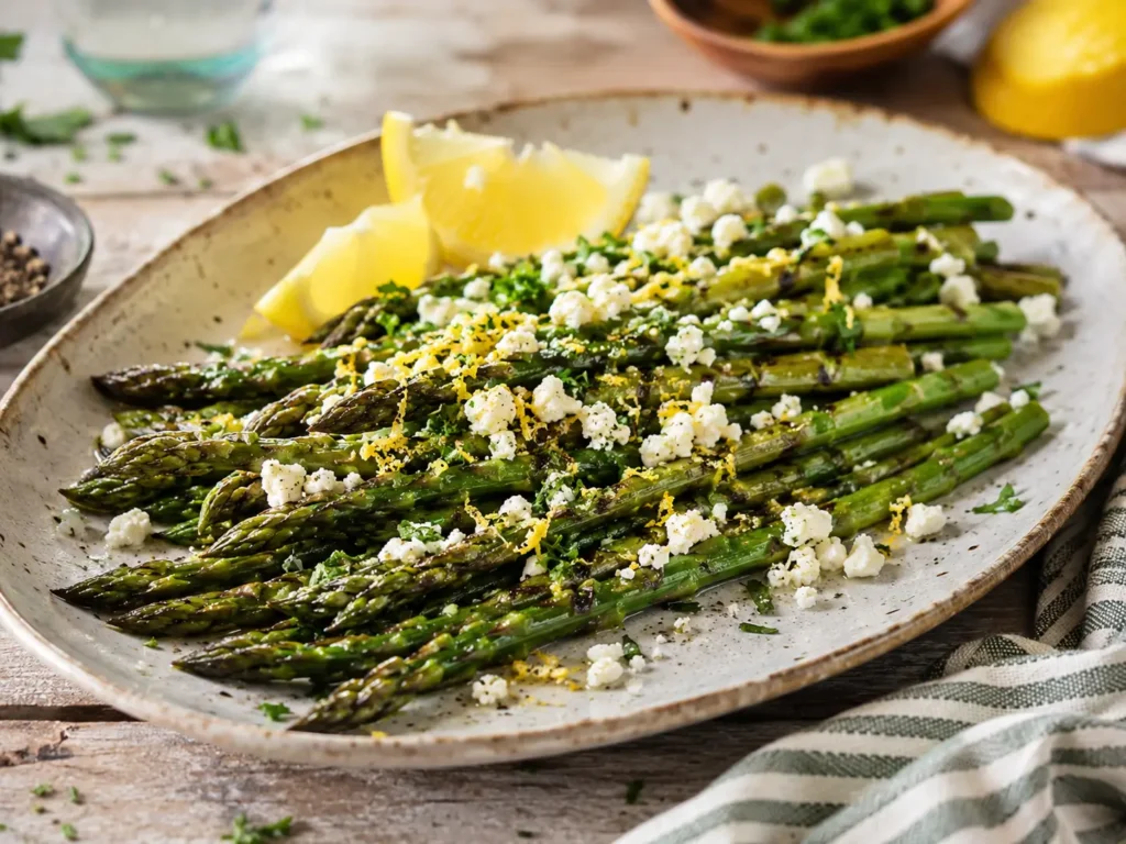 Grilled Asparagus With Lemon And Feta