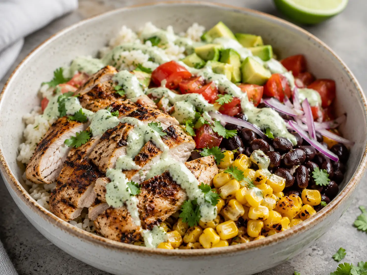 Grilled Corn And Black Bean Chicken Bowls