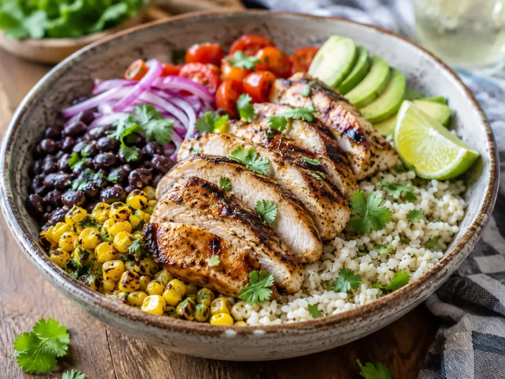 Grilled Corn And Black Bean Chicken Bowls