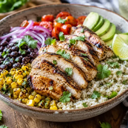 Grilled Corn And Black Bean Chicken Bowls