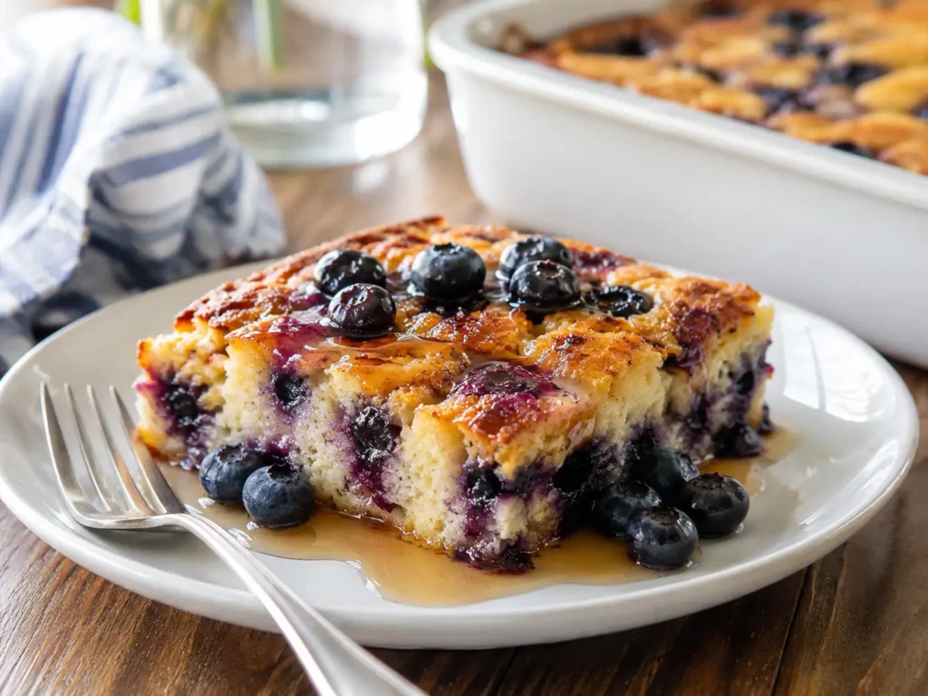 Overnight Blueberry Pancake Casserole