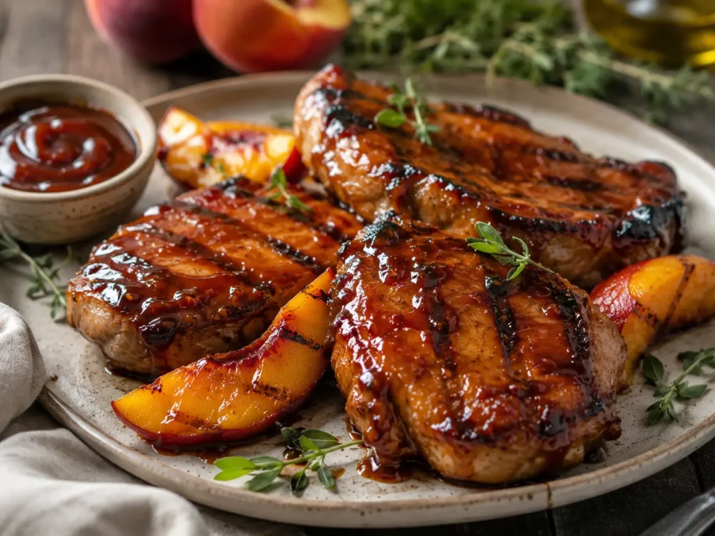 Peach BBQ Pork Chops