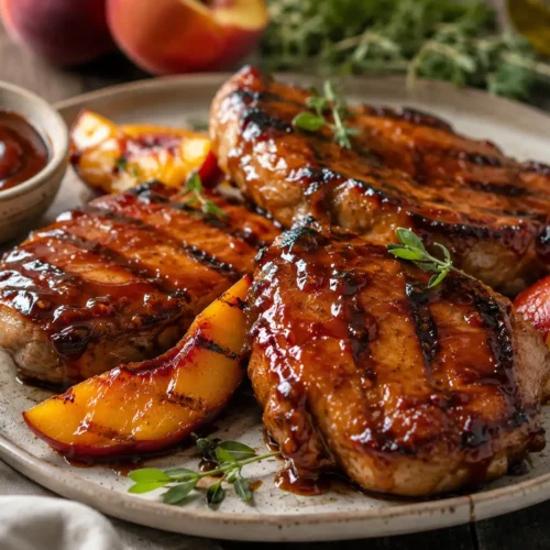 Peach BBQ Pork Chops