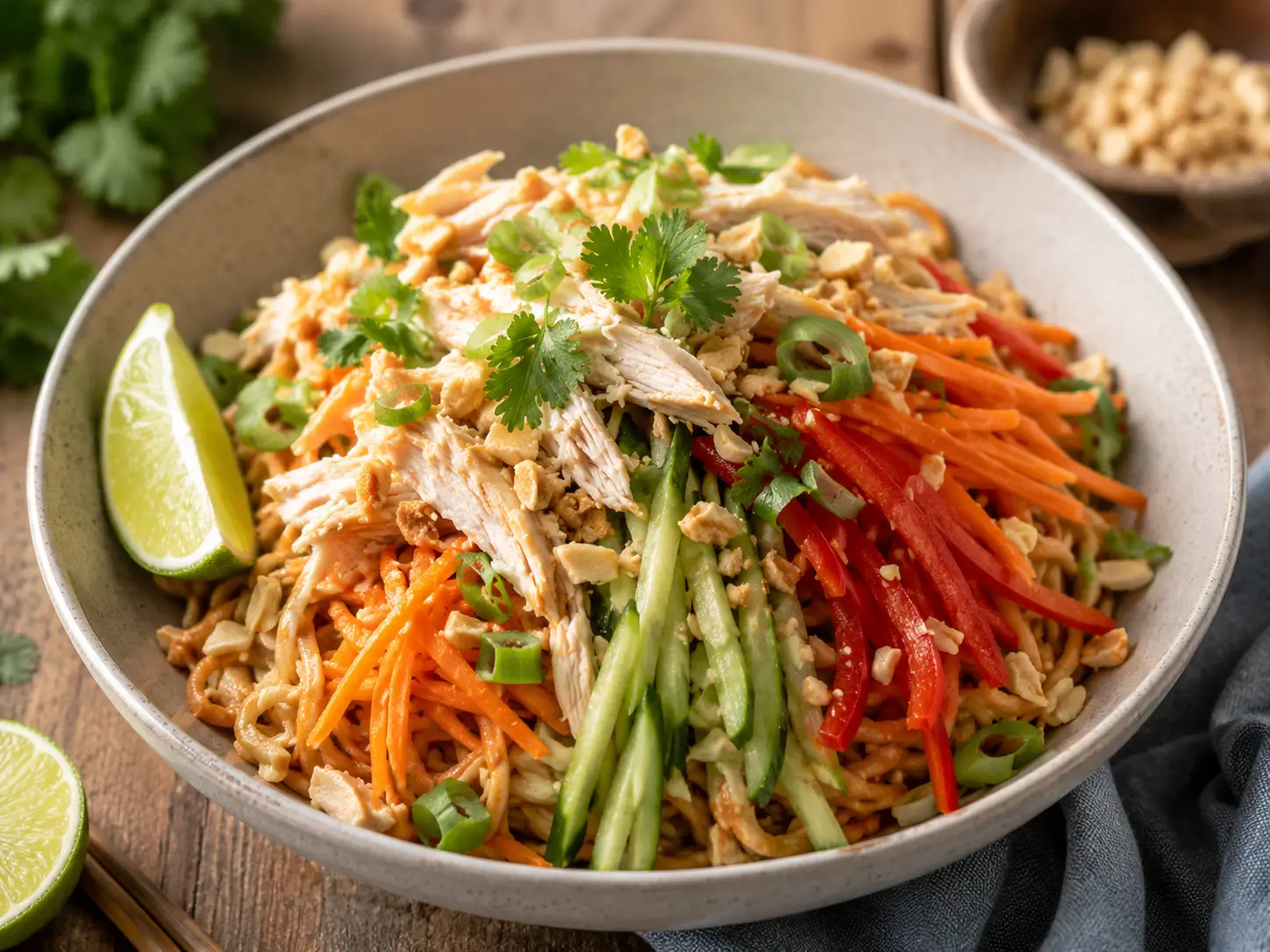 Peanut Noodles With Shredded Chicken