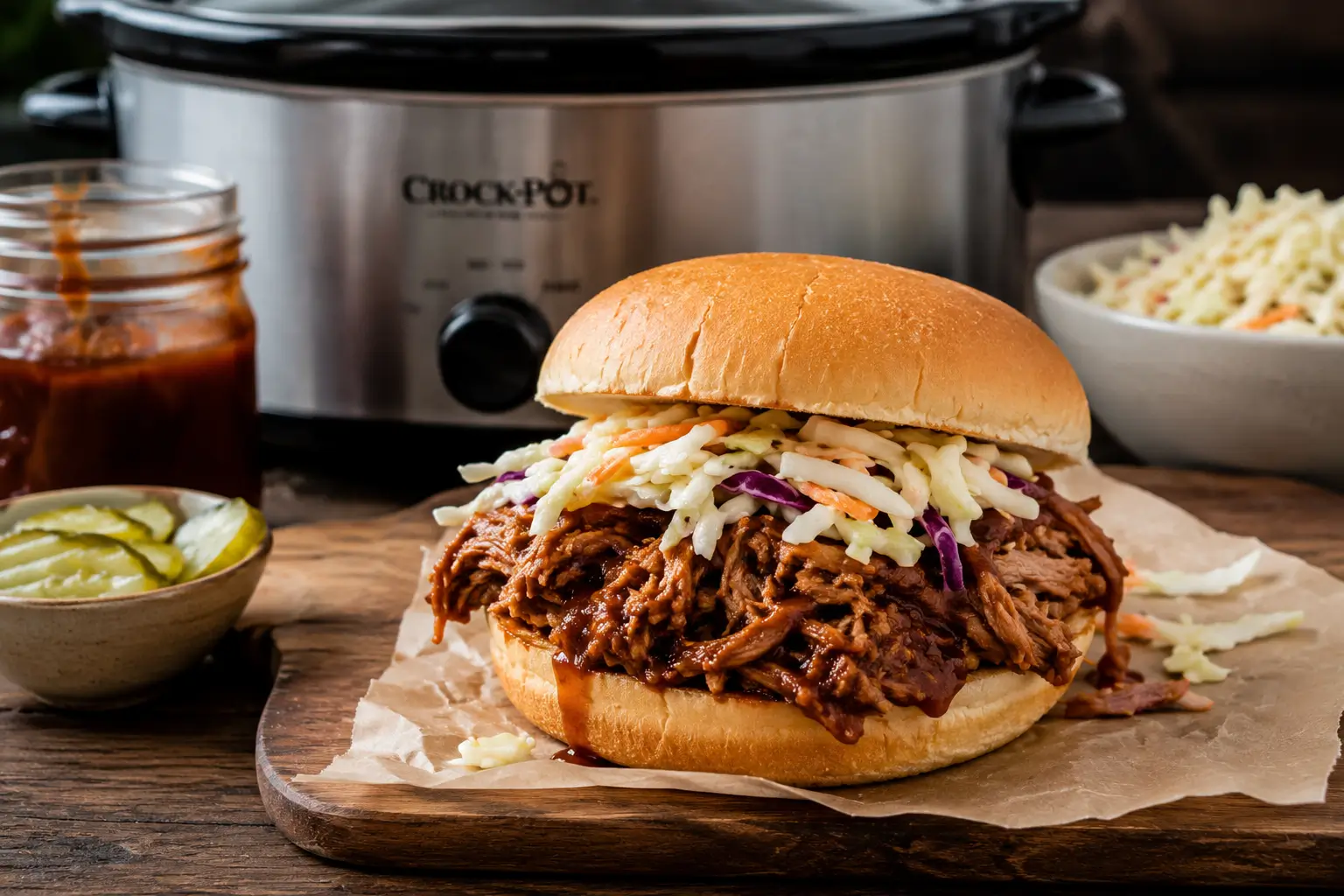 Slow Cooker BBQ Pulled Pork Sandwiches