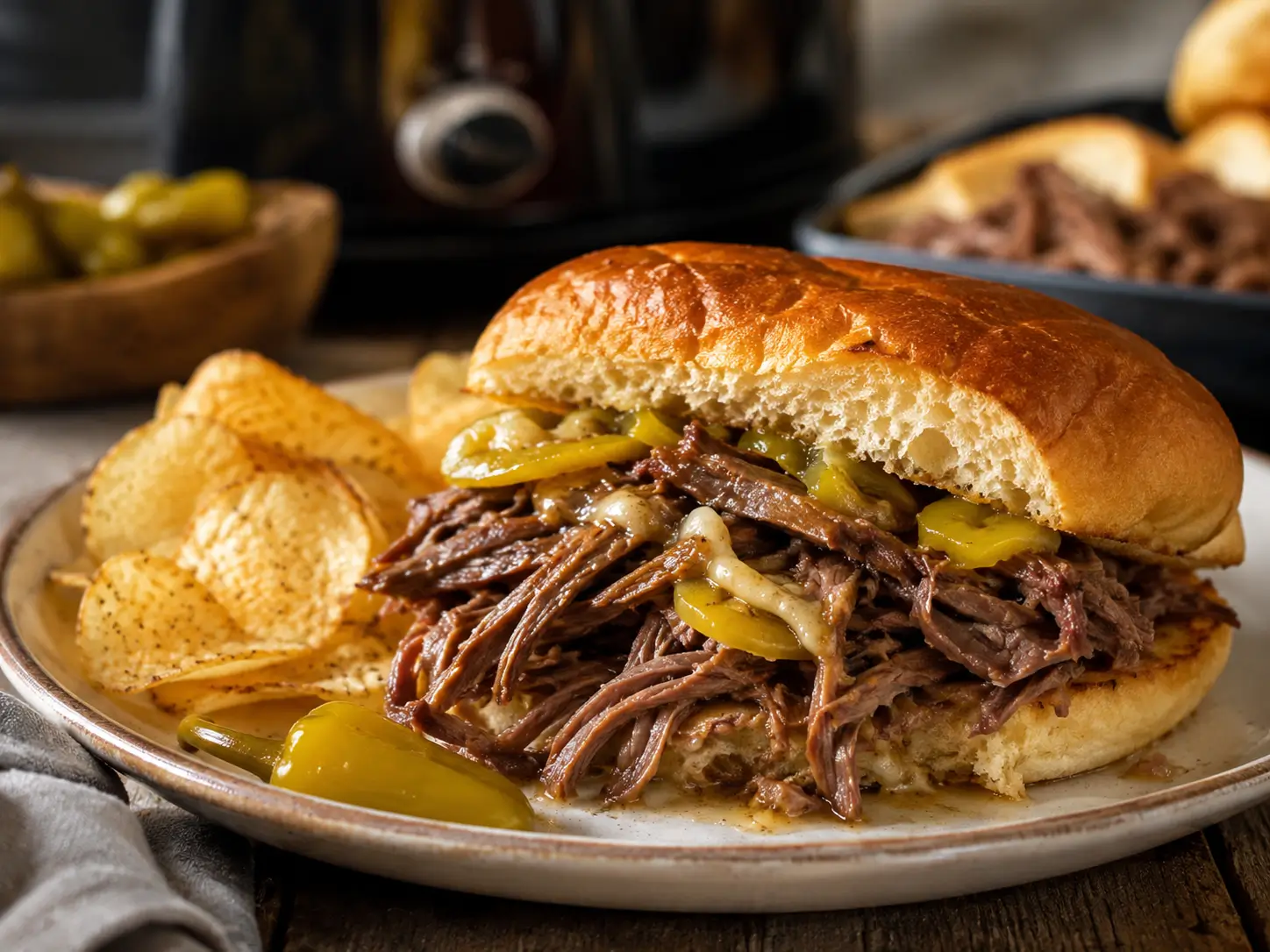 Slow Cooker Mississippi Pot Roast Sandwiches