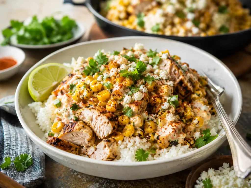 Street Corn Chicken Rice Bowl