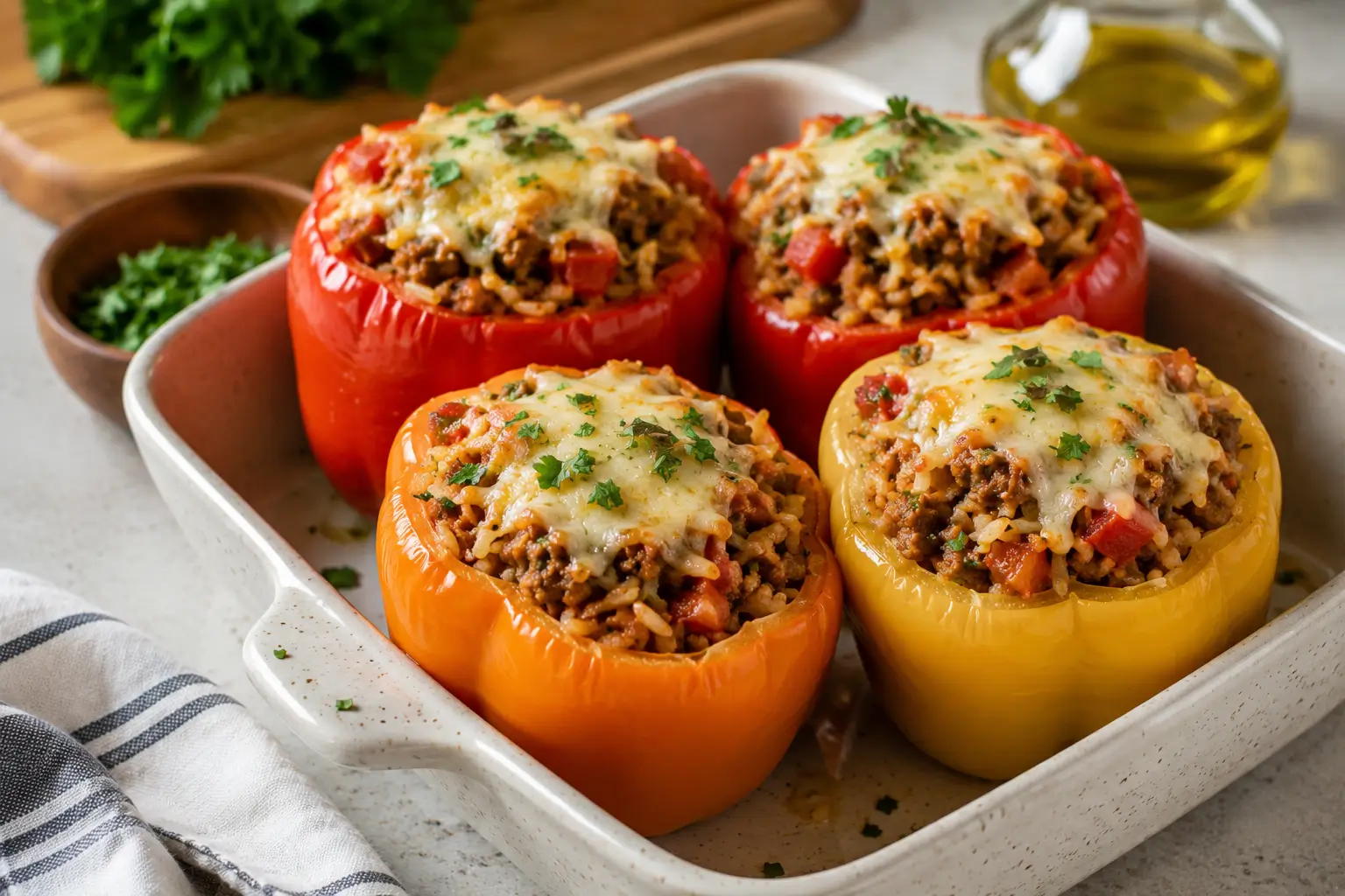 Stuffed Bell Peppers With Ground Turkey