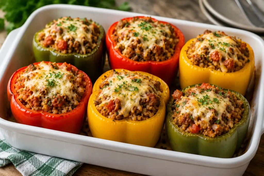 Stuffed Bell Peppers With Ground Turkey
