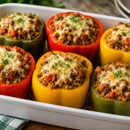 Stuffed Bell Peppers With Ground Turkey