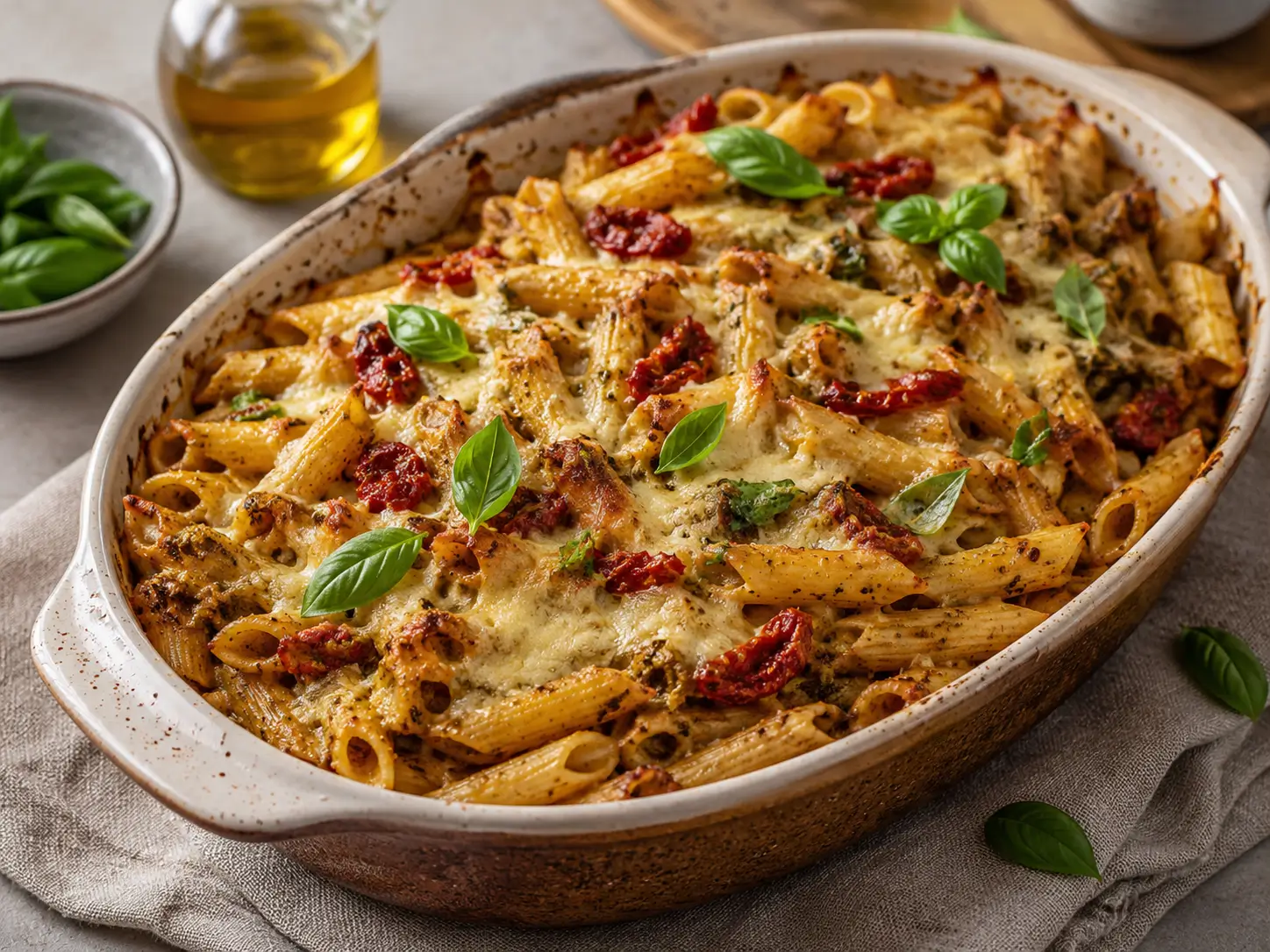 Sundried Tomato Pesto Pasta Bake