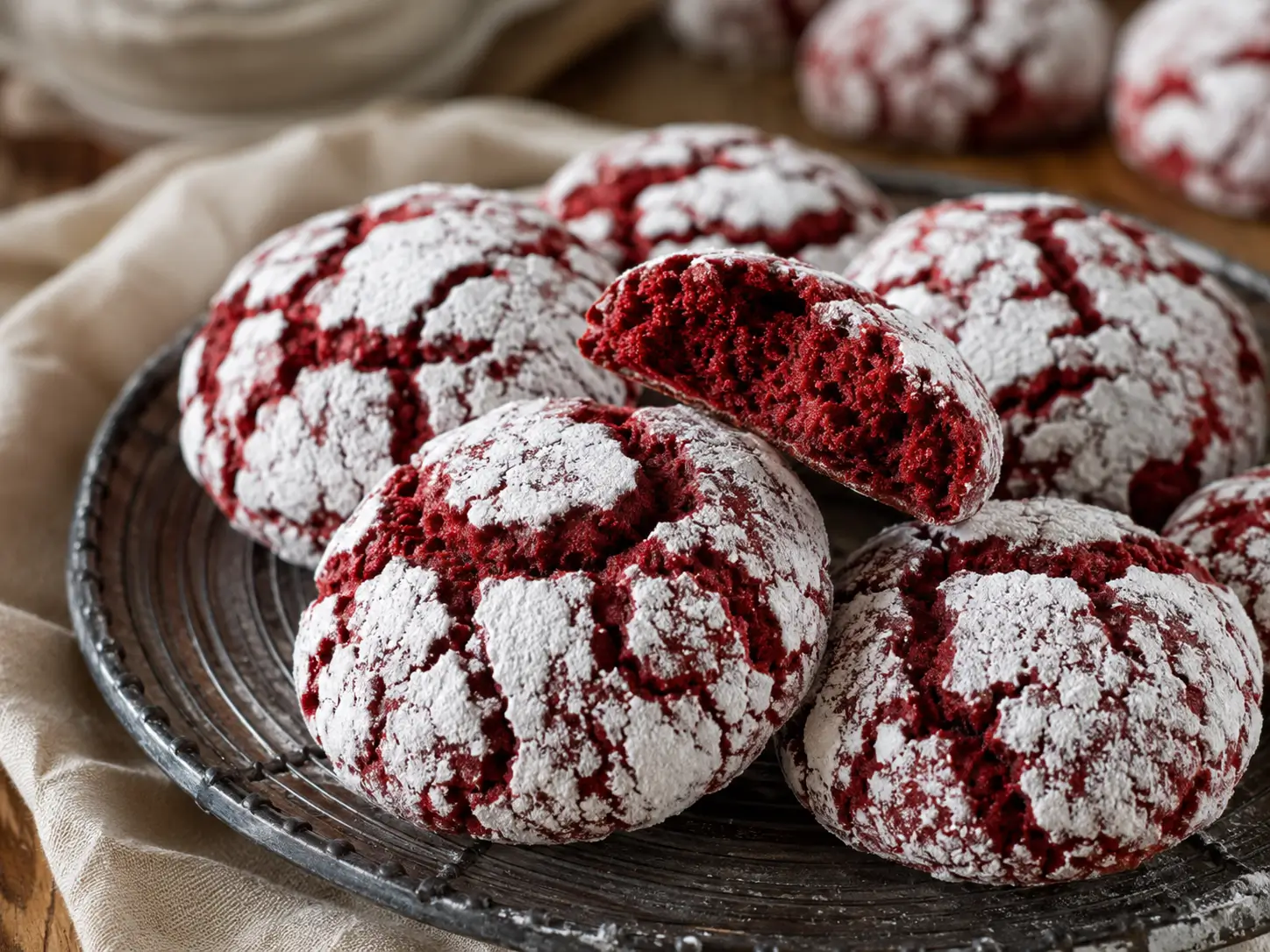 Red Velvet Crinkle Cookies
