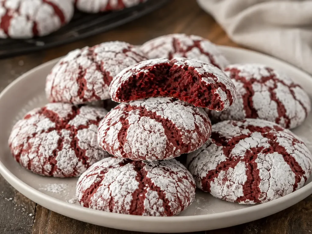 Red Velvet Crinkle Cookies